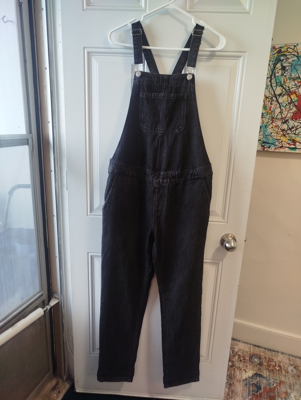 Black Denim Maternity Jumpsuit